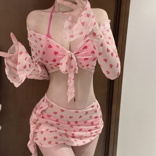 Heart Shaped Bikini Three Piece Set