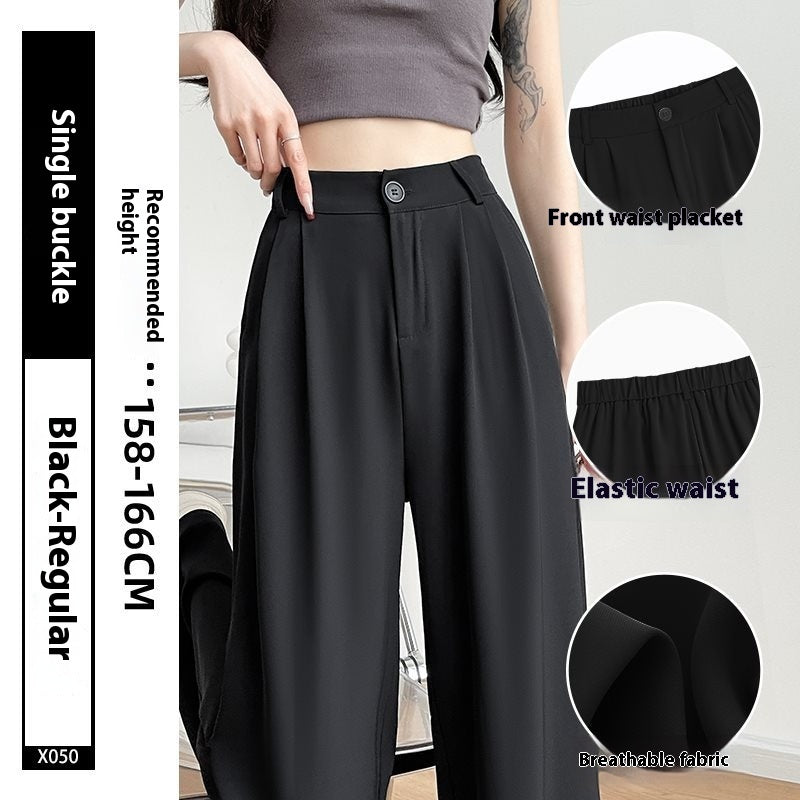 Black Suit Pants Women's Thin Drooping Straight Casual Pants