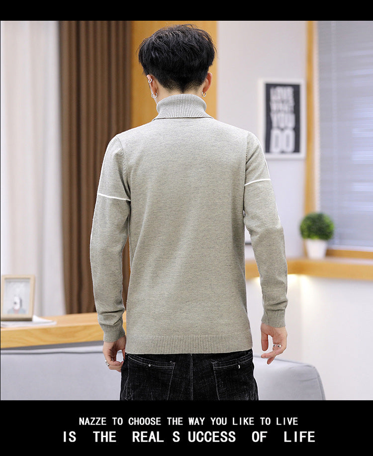 Men's Long Sleeve M Letter Turtleneck Pullover