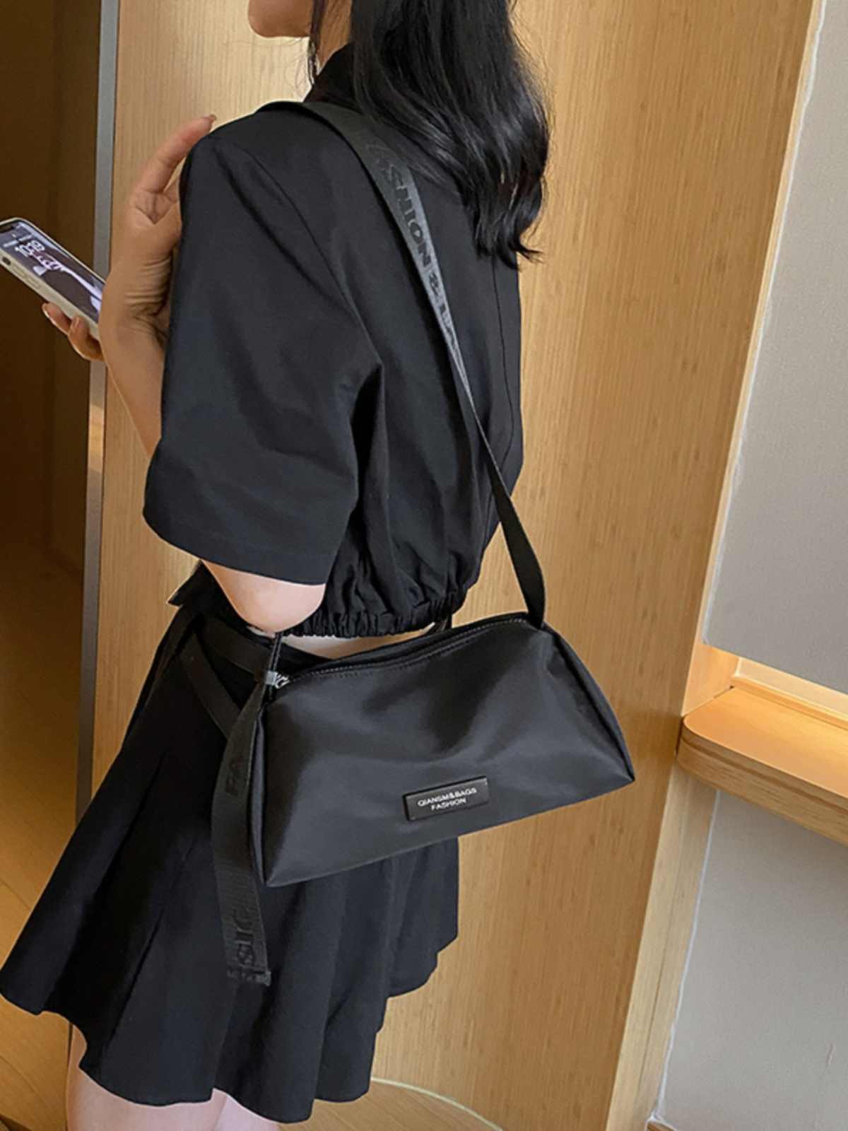 Solid Color Simple Crossbody Oxford Cloth Waterproof Bag Women's New