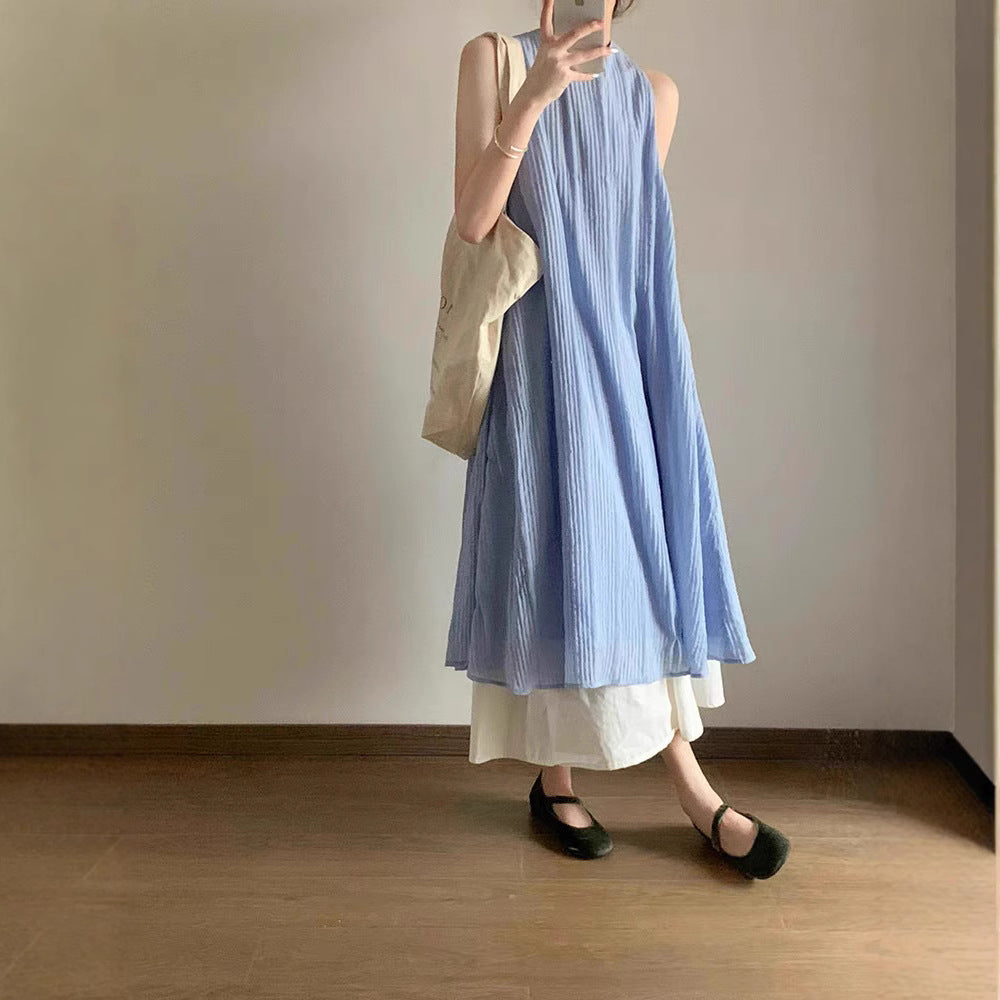 Fake Two Piece Dress For Women Slimming Long Dress
