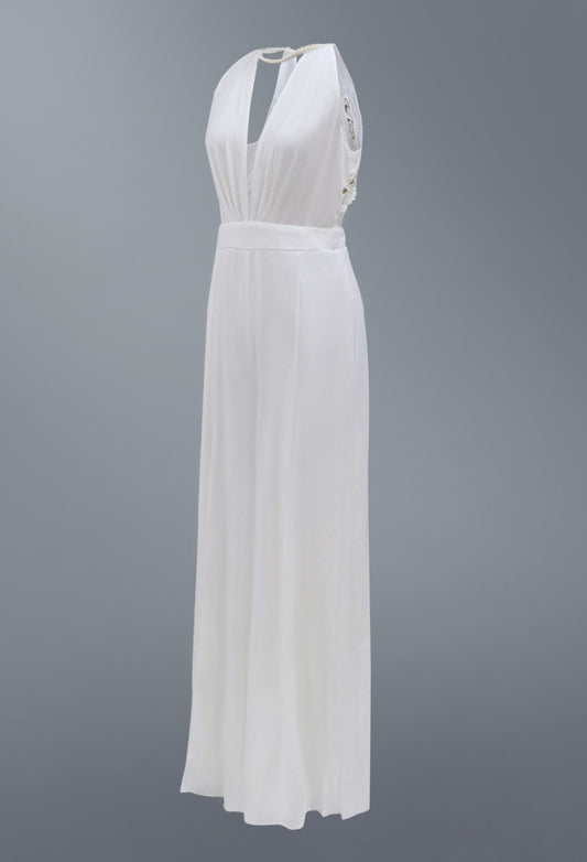Deep V Halter Jumpsuit Casual Trousers