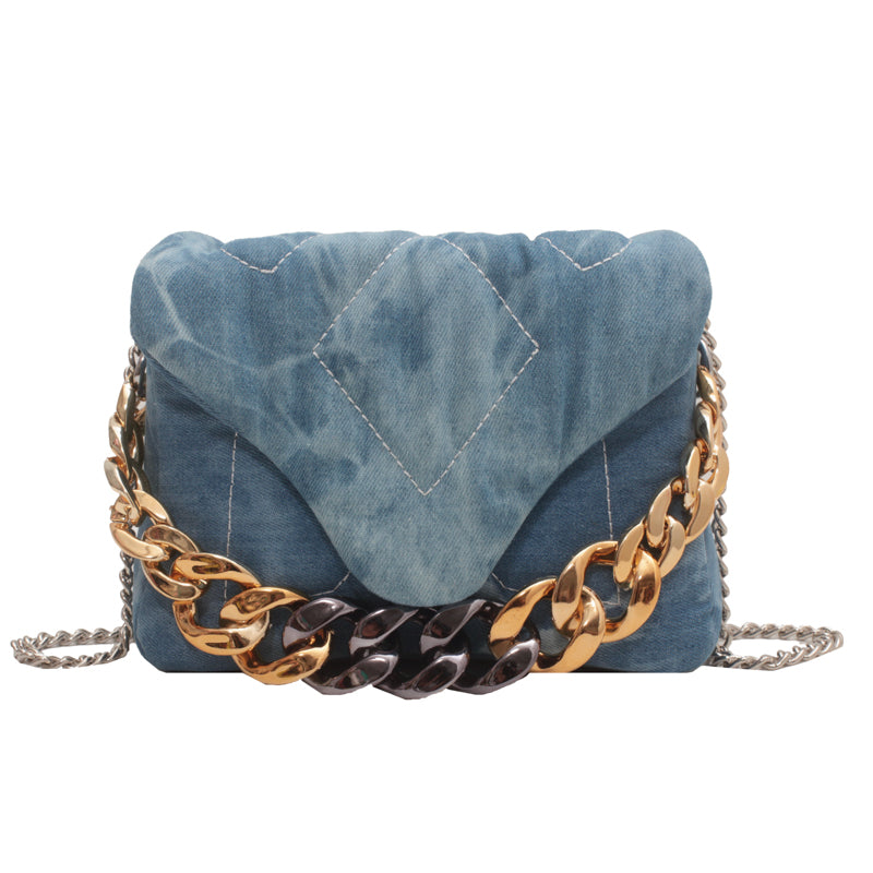 Niche Design Denim Retro Women's Chain One Shoulder Bag