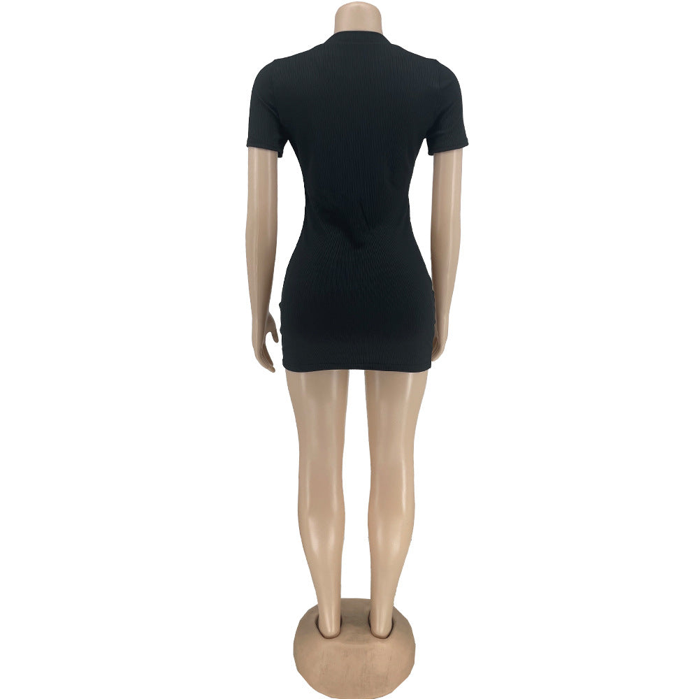 Women's Tight-fitting Solid Color Hip Mini Dress