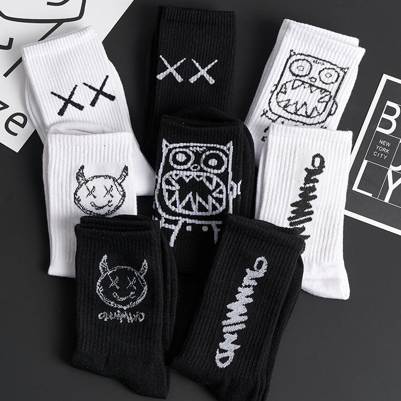 Spring And Autumn Sports Graffiti Men's Basketball Socks