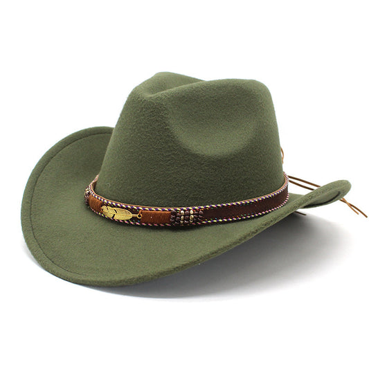 Metal fjer western cowboyhat i etnisk stil