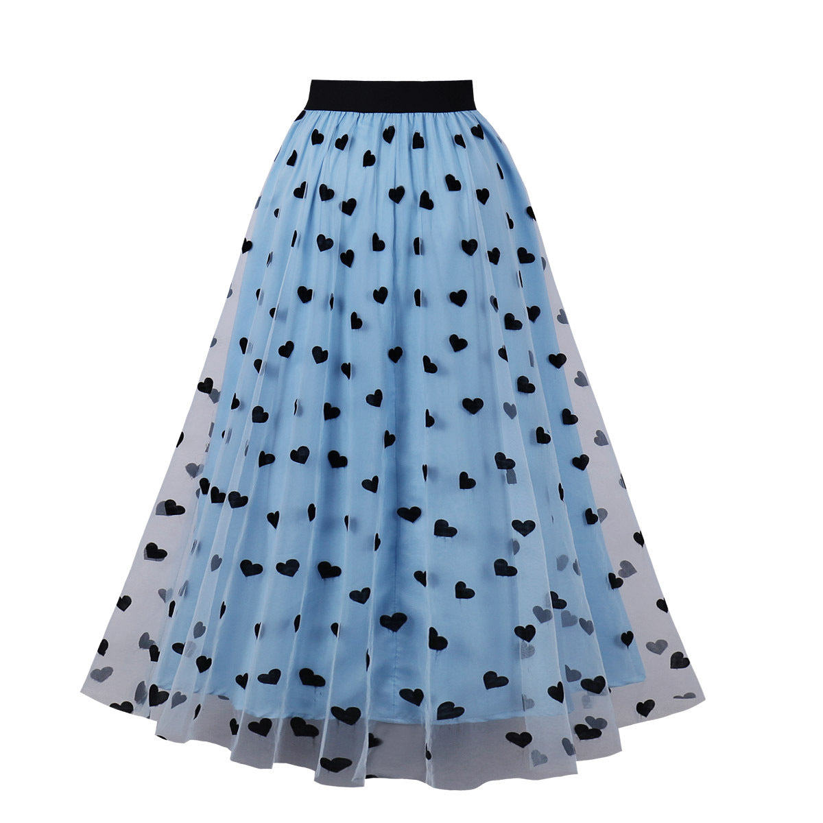 Big Heart-shaped Midi Dress With A Voluminous Skirt And Flocked Fabric