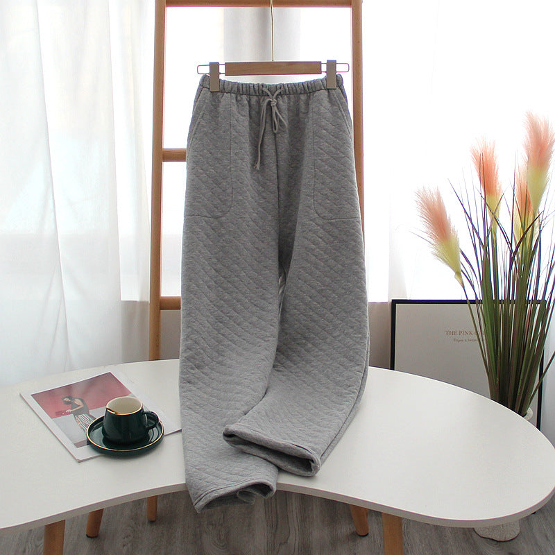 Cotton Air Layer Couple's Thickening Trousers With Side Pockets