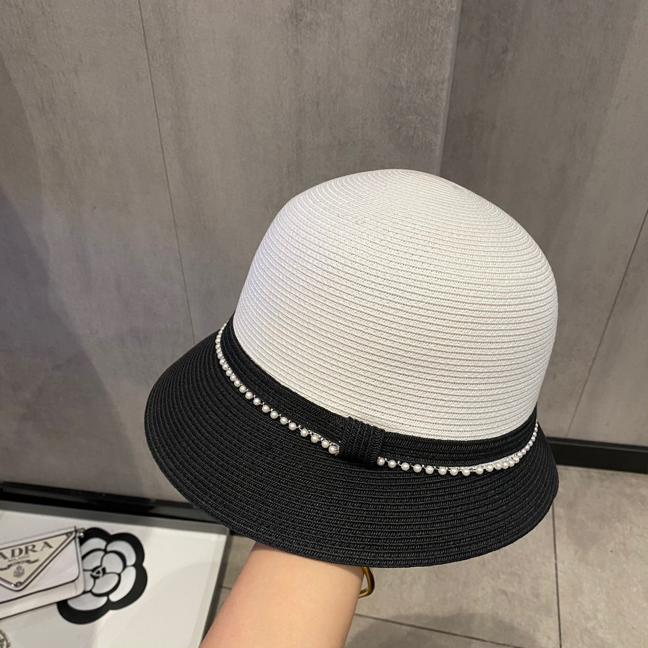 Sunlight Blocker For Summer French Pearl Straw Hat