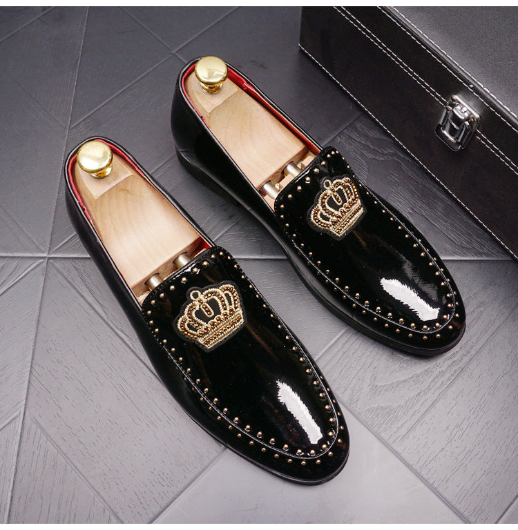Trendy Retro Skinnende Læder Slip-on Hævet Herre Spidse Lædersko