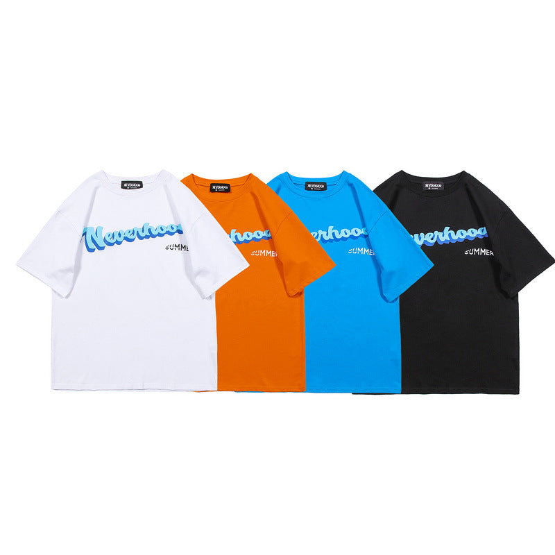 Literary Letters NEVERHOOD Printed European And American Loose Short-sleeved