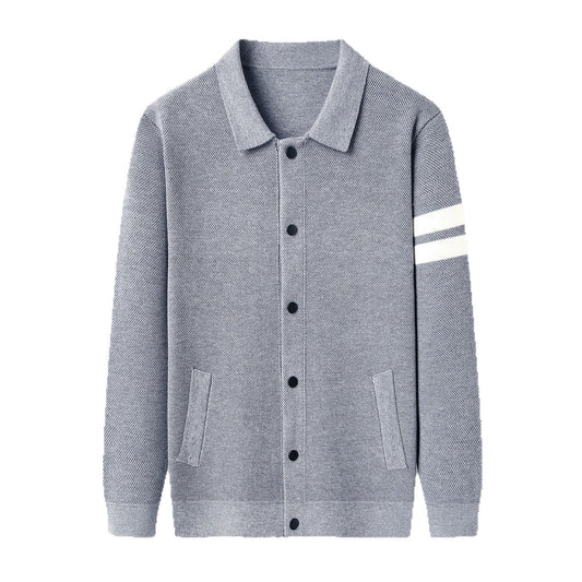 Strikket Cardigan Revers Koreansk Slank Herrejakke