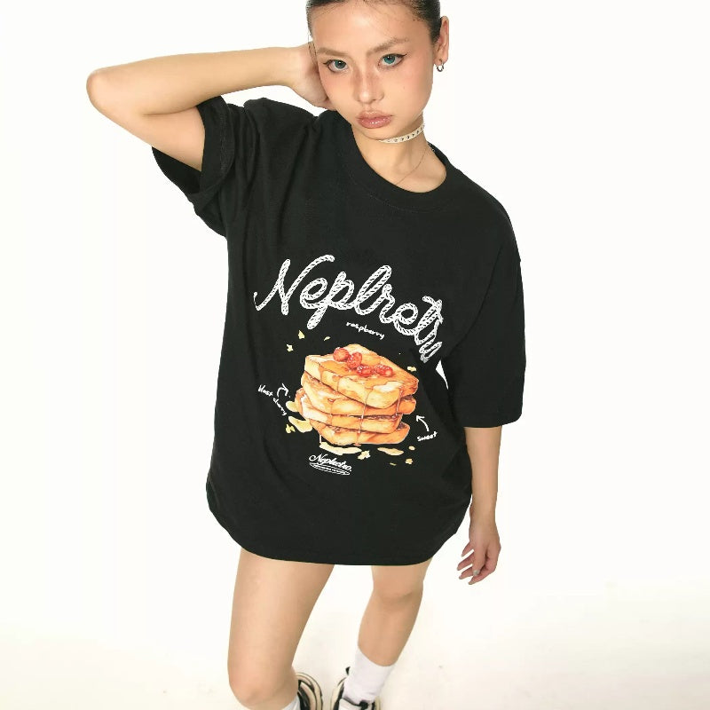 Retro Toast Printed Short-sleeved T-shirt For Women