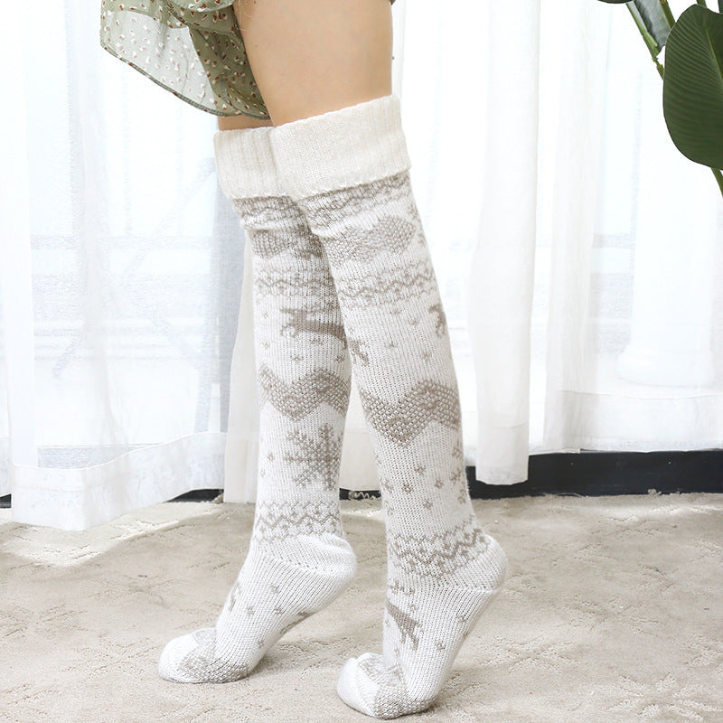 Elk Jacquard Christmas Socks
