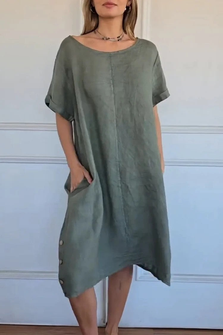Round-neck Loose-fitting Figure-flattering Casual Dress