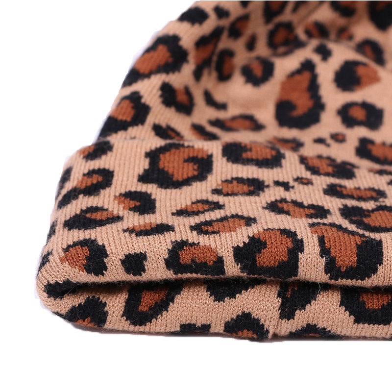 Leopard Spotted Knitted Woolen Hat And Scarf Set
