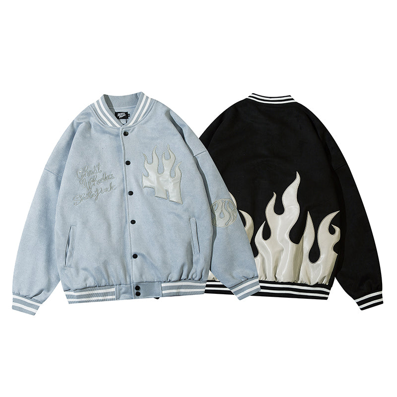 Men's Loose Woolen Jacket Stand Collar Baseball Uniform