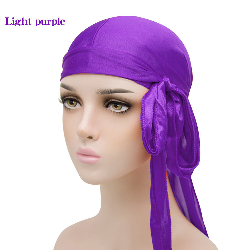 Unisex Satin Hovedbeklædning med Lang Hale  Strækbar Pirathat Og Hip Hop Turban til Mænd Og Kvinder, Elastisk Bandanahue til Kostume Og Mode