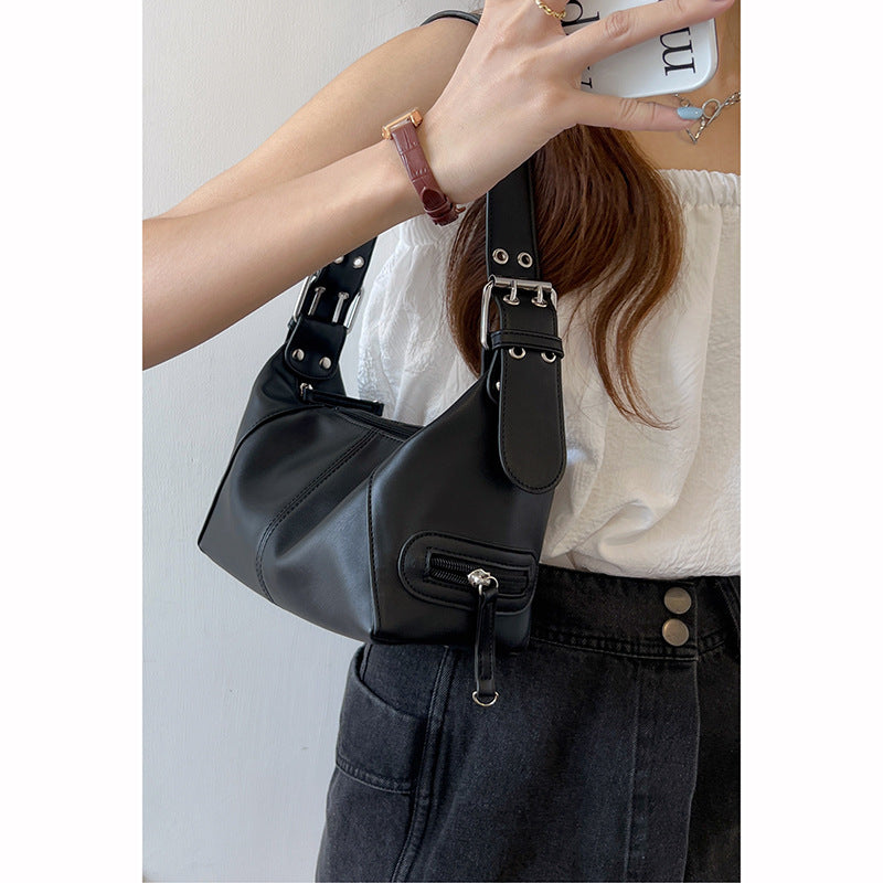 Versatile Leather Zipper One-shoulder Portable Underarm Bag