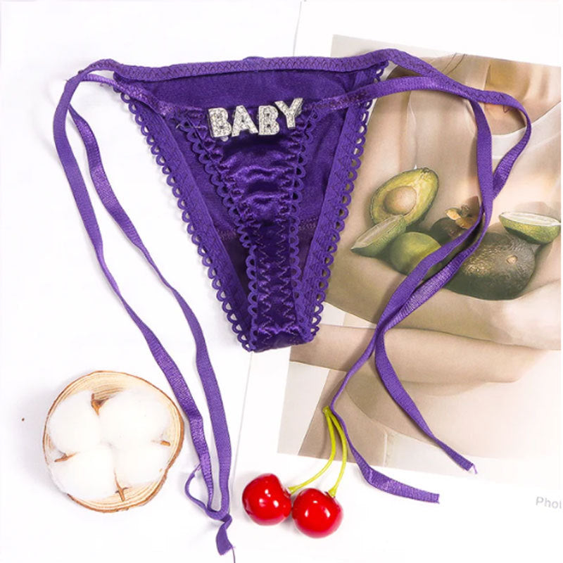 Women's Transparent Low Waisted Lace Up Thong