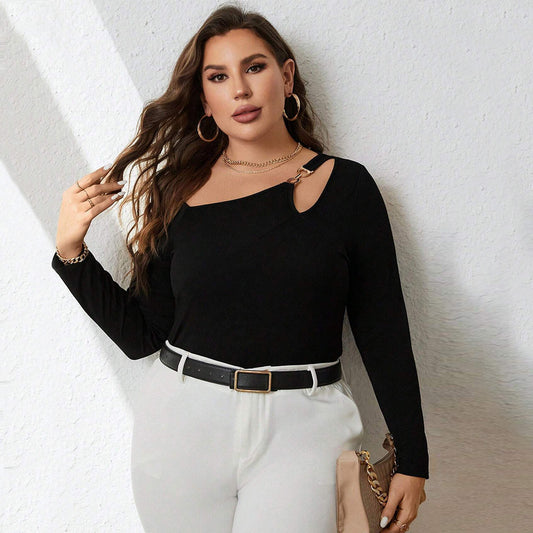Women's Slim Fit Sexy Hollow-out Long Sleeve Simple Top
