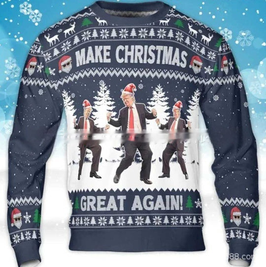 Digital Printing Men's And Women's Round Neck Sweater 3D