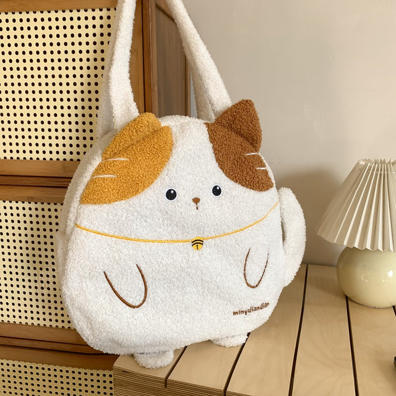 Curly Kitten Cute One-shoulder Large Bag Large Capacity Underarm Bag
