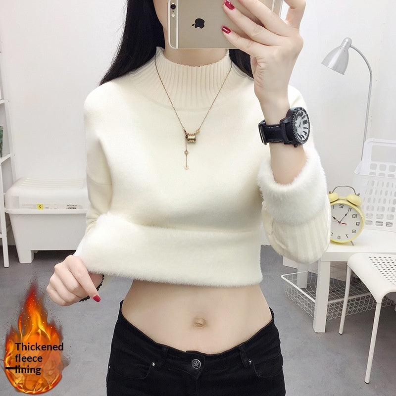 Womens One-Piece Fleece Mock-Neck Sweater