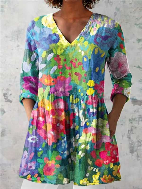 Female Creative Fish Pattern Vacation Style Dress