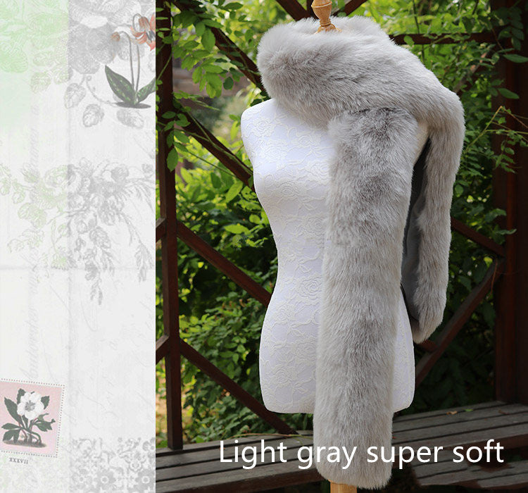 Faux Fox Fur Scarf And Fur Long Women Winter