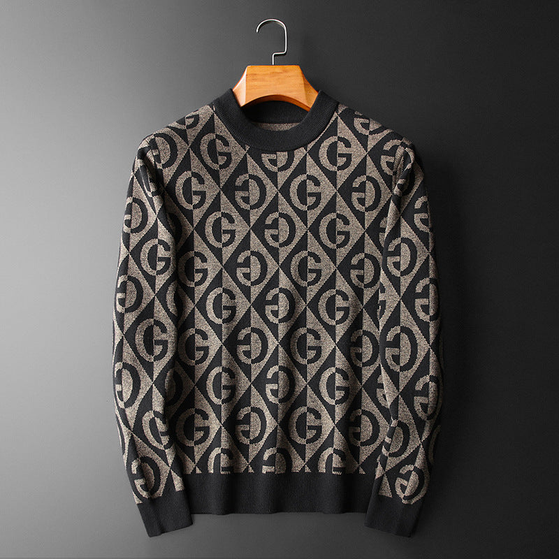 Men's Cardigan Thick Half Turtleneck Sweater Crewneck Slim