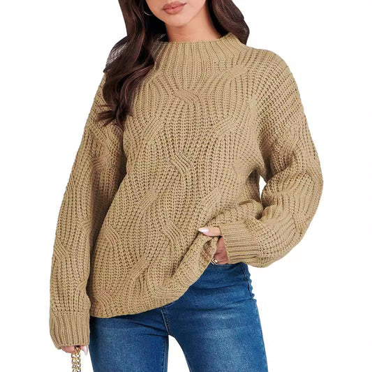 Drop Shoulder Loose Casual Twisted Knitted Pullover Sweater