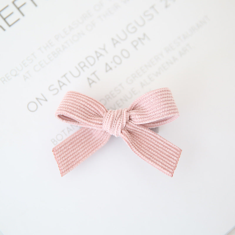 Baby Spring Autumn And Winter Corduroy Bow Hairpin 1pc