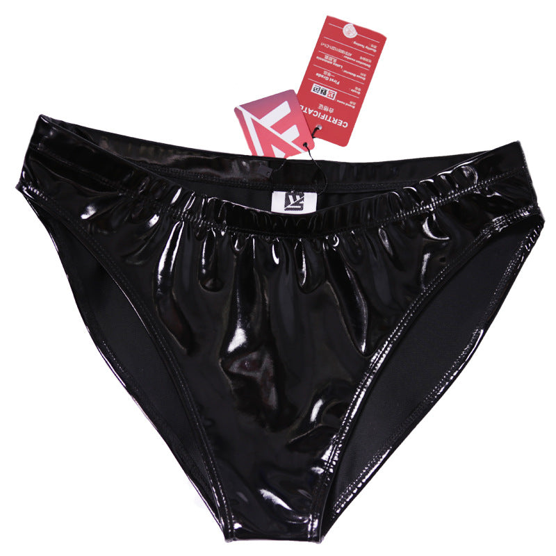 Hip Wrapped Shiny Patent Leather High Waist Women's Underwear