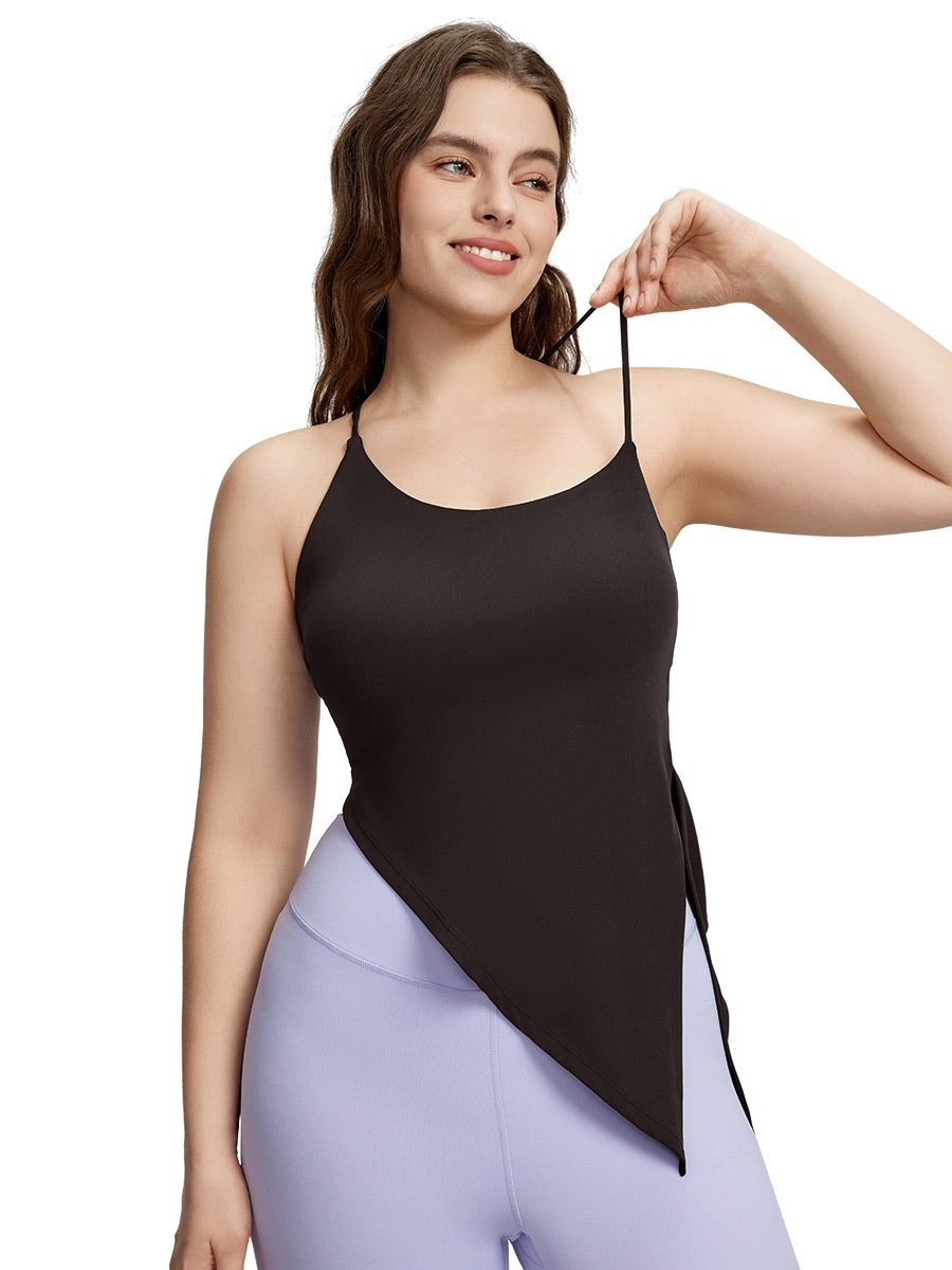 Spaghetti Strap Plump Girls Yoga Straps Vest Female Plus-sized Chest Pad Not Running Cup