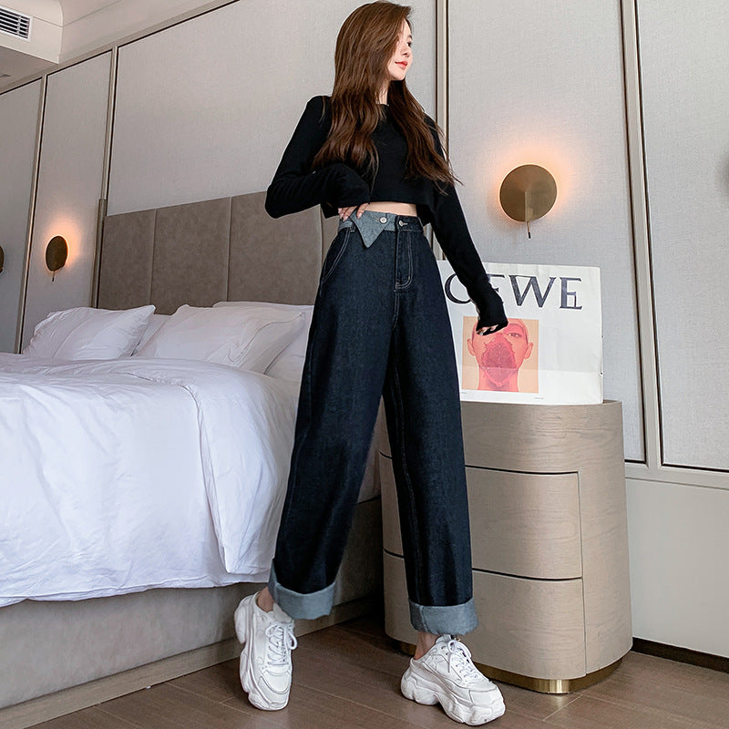 Loose, Draped Straight Leg Hole Mopping Trousers