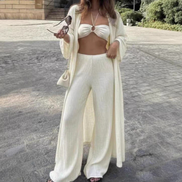 New Casual Long Cardigan Paired With High-waisted Pants