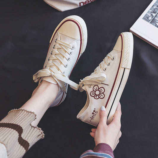 Women's Little Red Flower Canvas Shoes