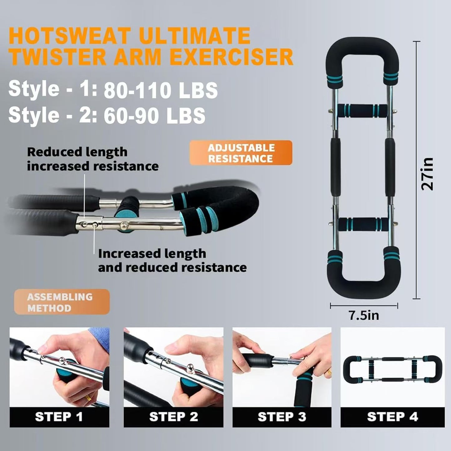 U-shaped Hand Third Gear Chest Expander Wrist Force Biceps Exercise Fitness