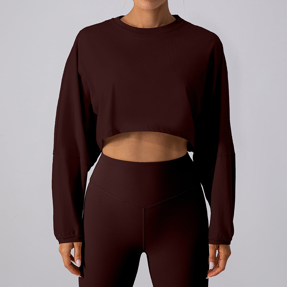 Rundhalset Sweater T-shirt Kort Sports Yoga Løbe Langærmet Top
