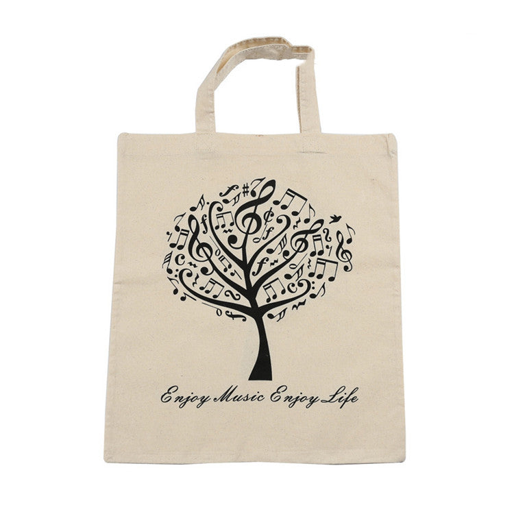 Piano Musical Note Tree Bear Movement Cotton Handy Eco Sheet Music Bag