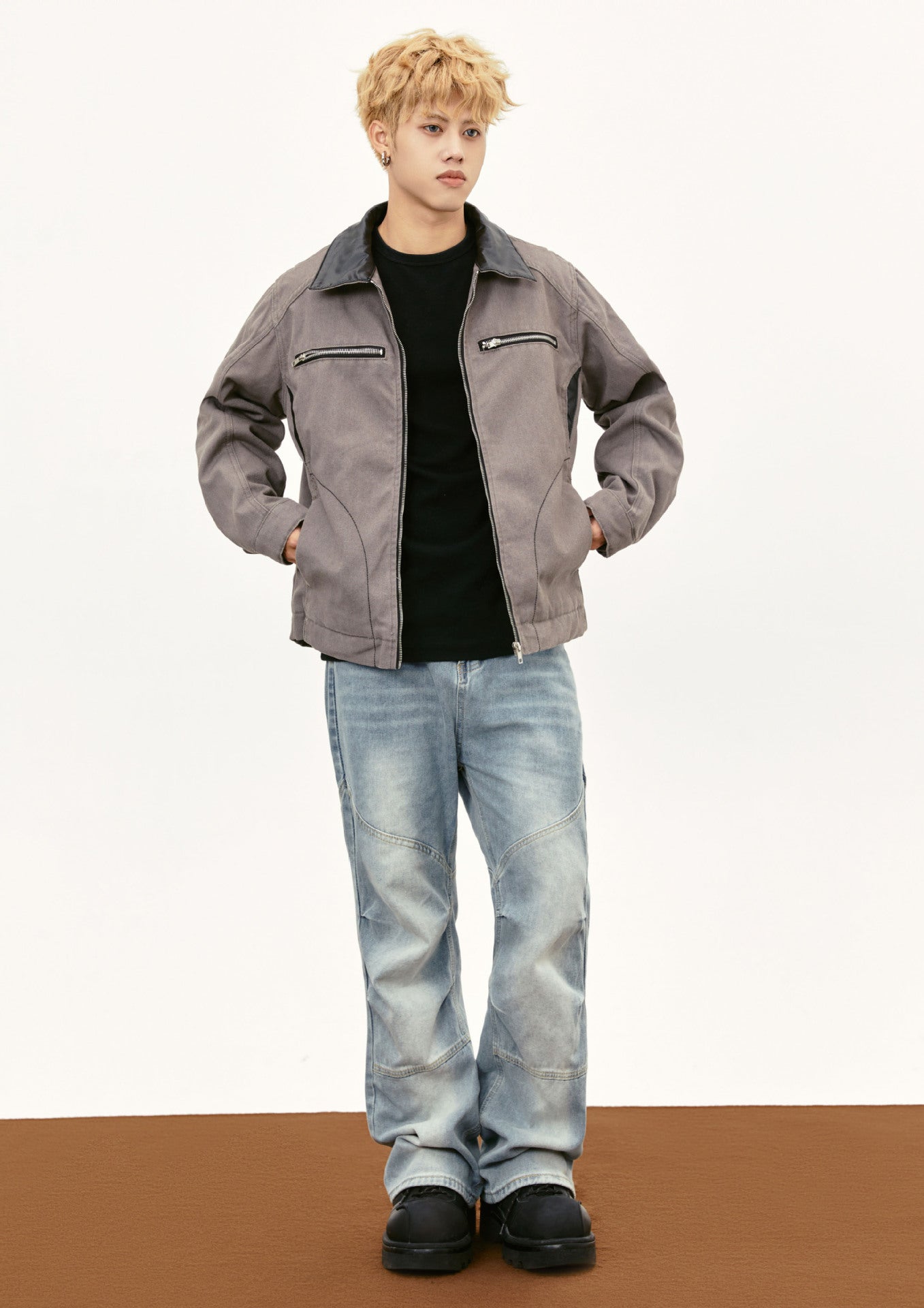Retro Lapels PU Leather Workwear Men's Thickened Jacket