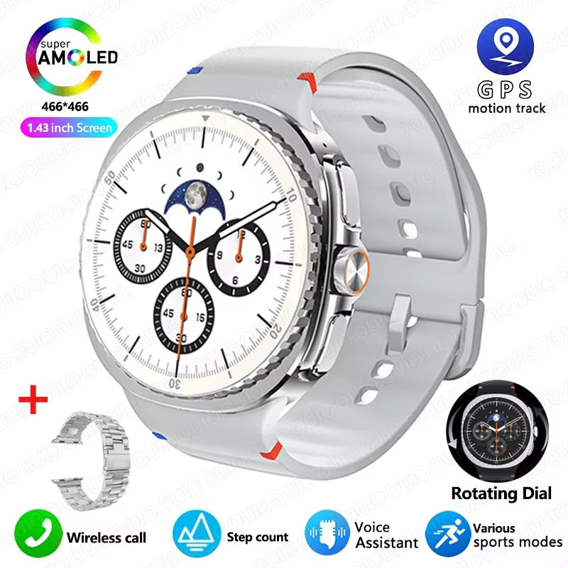 2025 Smart Watch 8 Ultra Classic GPS Compass Bluetooth Call AMOLED IP68 Waterproof Heart Rate Monitoring Upgraded Smart Watch
