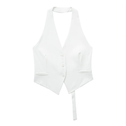Women's Backless Hanging Collar Vest Jacket