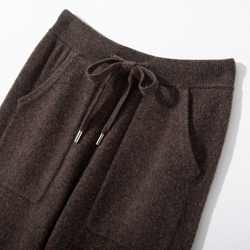 Autumn And Winter New Knit Pants For Women, Draped Casual High-waisted Trendy Slimming Floor-length