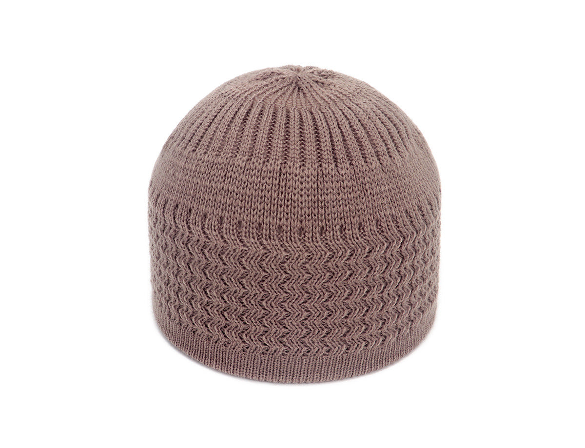 Men And Women Fashion Wave Jacquard Round Top Warm Woolen Hat