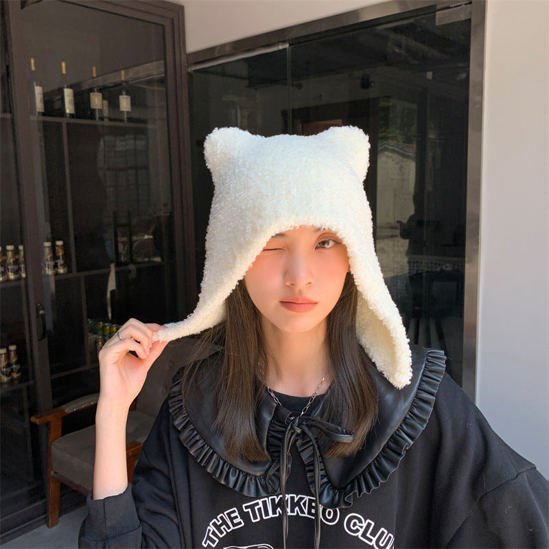 Female Fashion Warm Cat Ears Pullover Hat