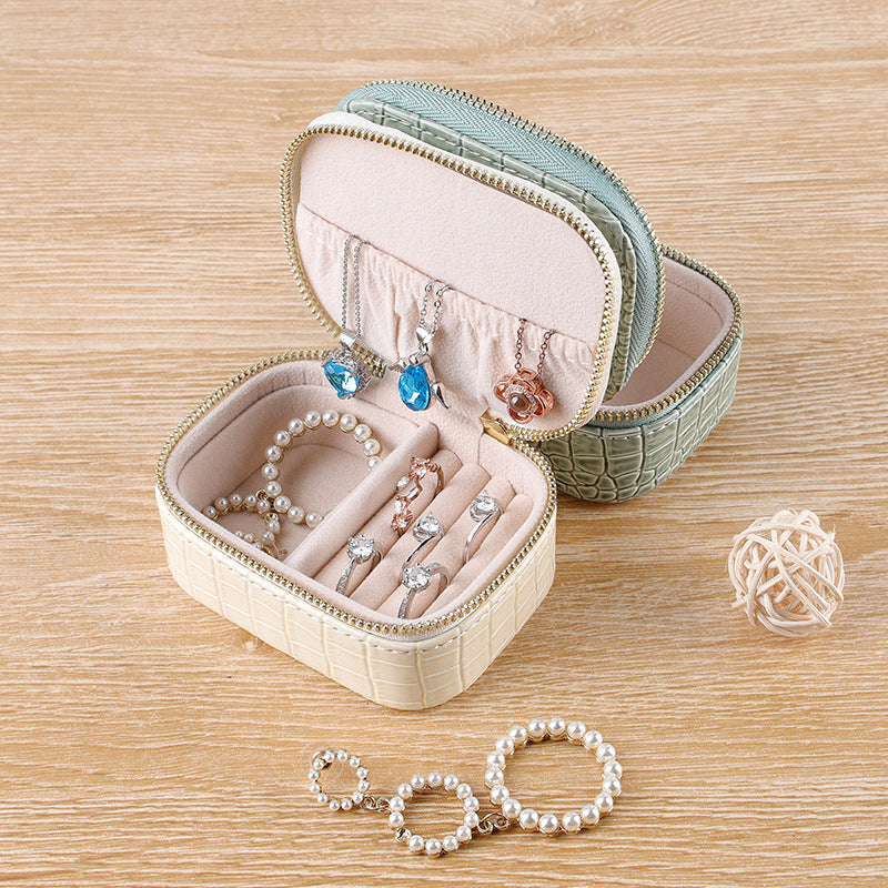 Small Square Portable Jewelry Ring Earring Storage Box