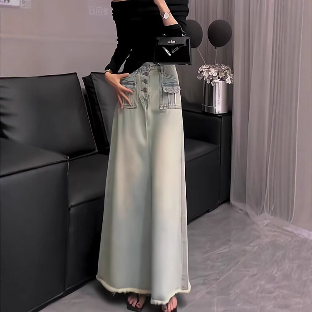 Womens Fashionable Casual Denim Long Skirt