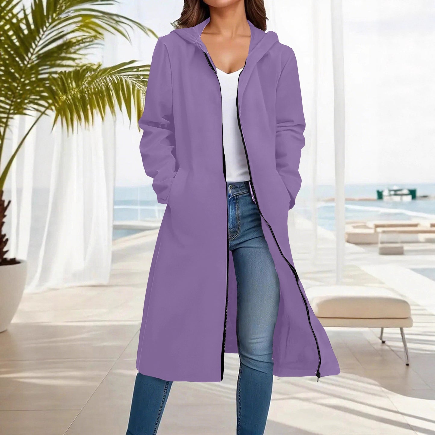 Fashionable Simple Comfortable All-match Slimming Hooded Coat
